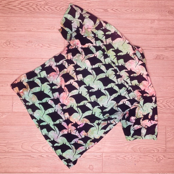 rum reggae tropical cotton shirt Hawaiian shirt with tie dye sting ray design LG - Picture 4 of 4